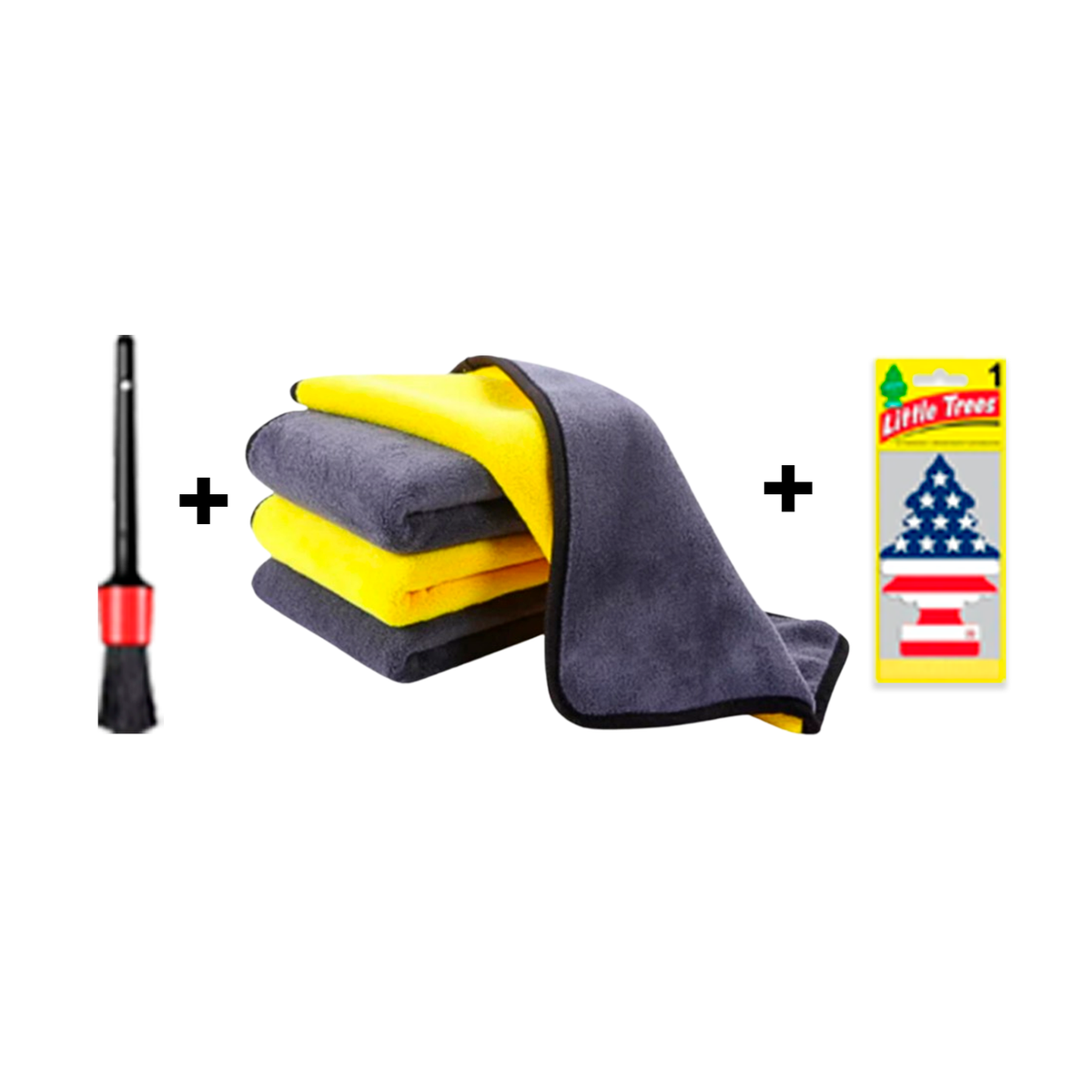 (+BRINDE) Kit Mini Escova Multiuso + 3 Pano de Microfibra Antirriscos 30x30 (3 unidades) + Aromatizador Little Tress